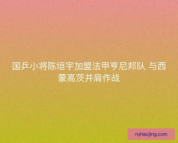国乒小将陈垣宇加盟法甲亨尼邦队 与西蒙高茨并肩作战