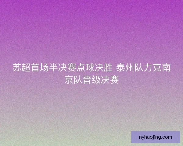 苏超首场半决赛点球决胜 泰州队力克南京队晋级决赛