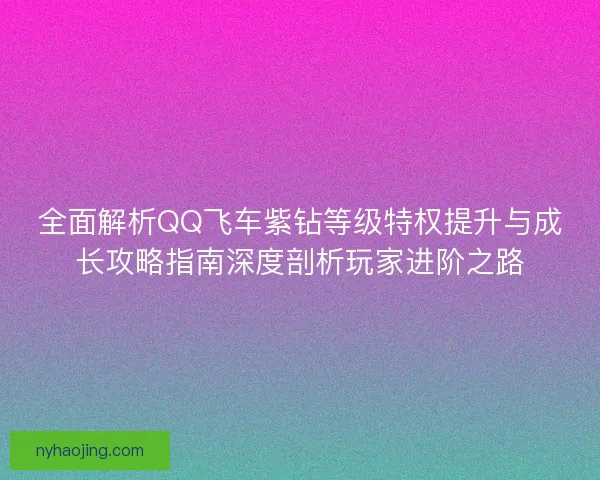 全面解析QQ飞车紫钻等级特权提升与成长攻略指南深度剖析玩家进阶之路